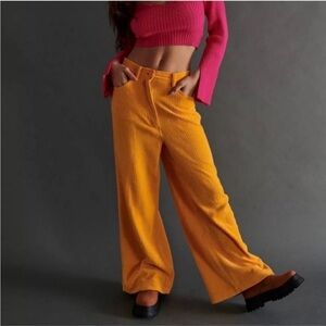 Urban Outfitters UO Lena Chenille Orange Corduroy Wide Leg Pants